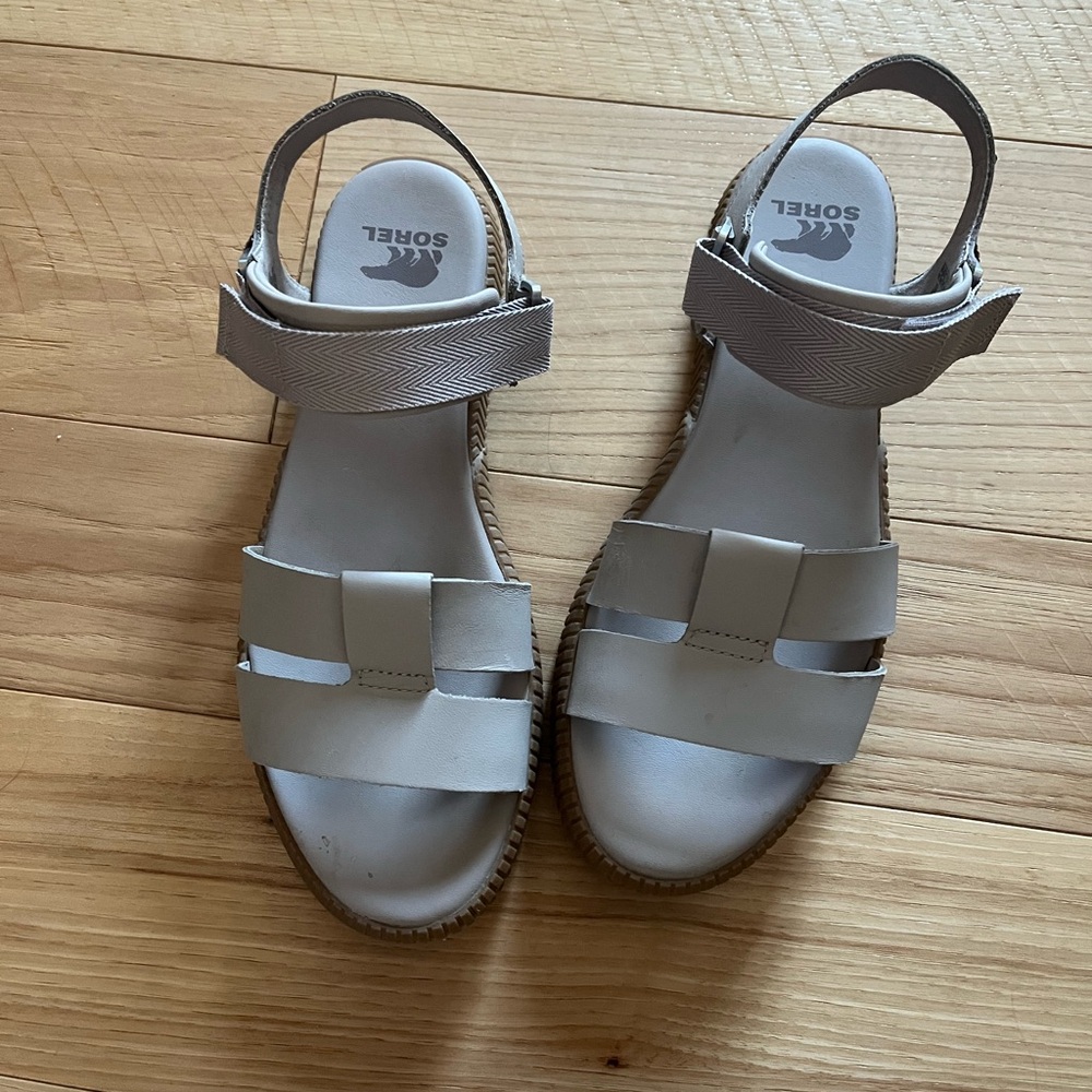 Sorel Gray Strappy Slingback Sandals
